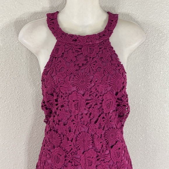 Lulu’s Love Poem Magenta Lace Halter Sheath Dress XL - Picture 5 of 16